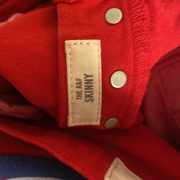 Abercrombie & Fitch Mens Red Denim Skinny Jean Size 36x32 - Picture 5 of 5